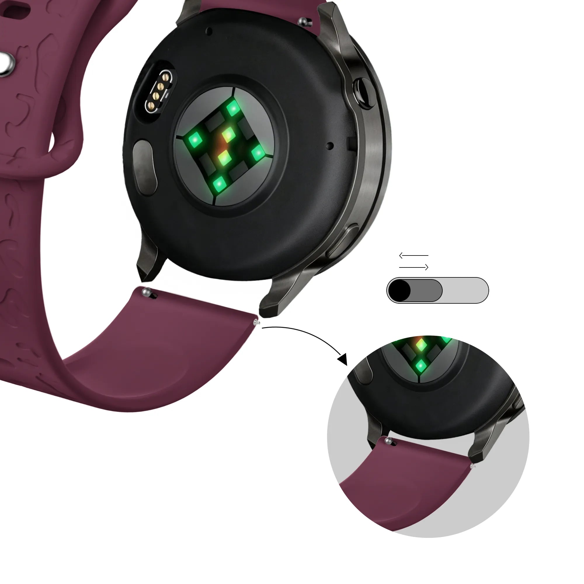 Bandz Garmin Vivoactive 5 Silicone Strap 'Leopard' (Wine Red)
