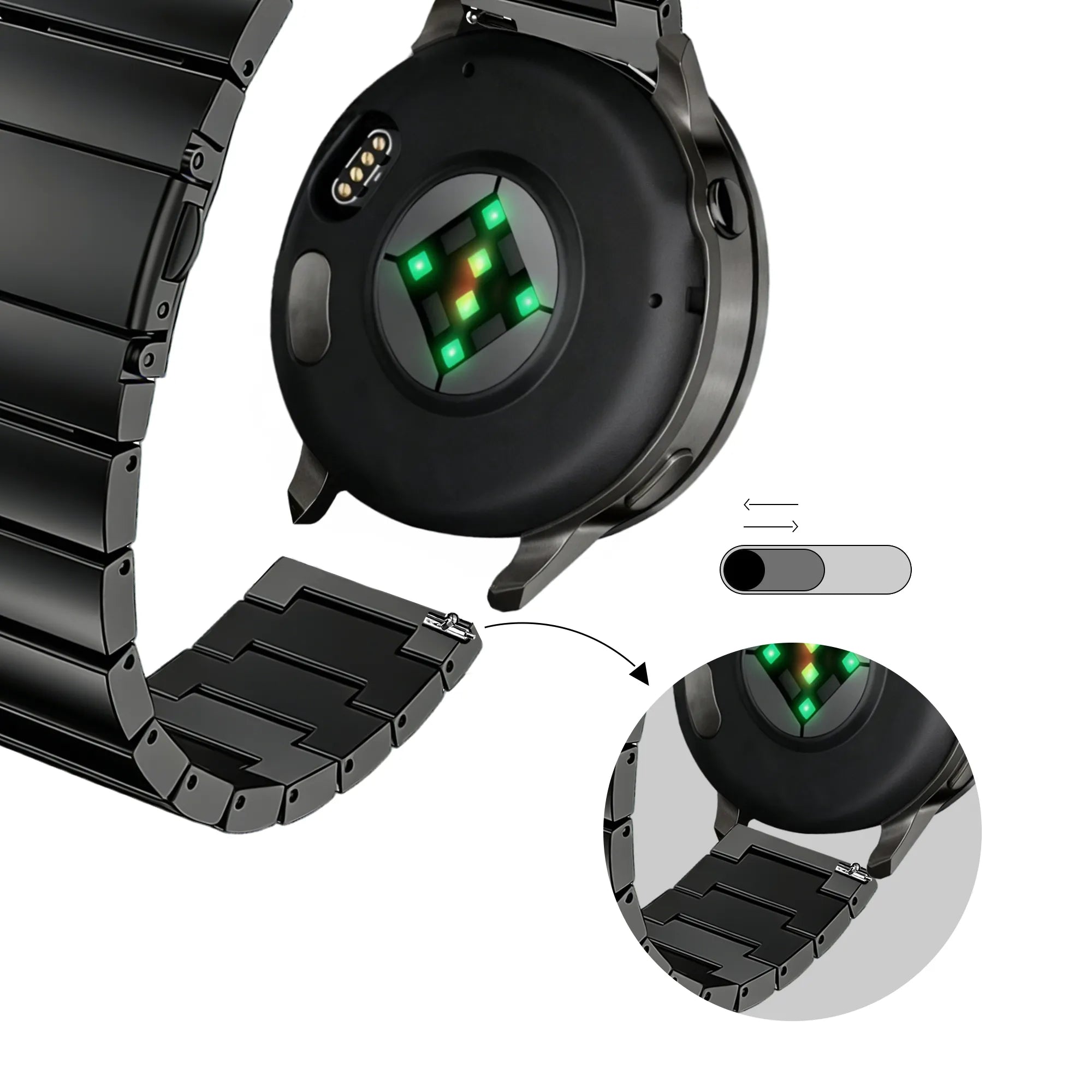 Bandz Bracelet acier 'One Bead' Garmin Vivoactive 6 (noir)