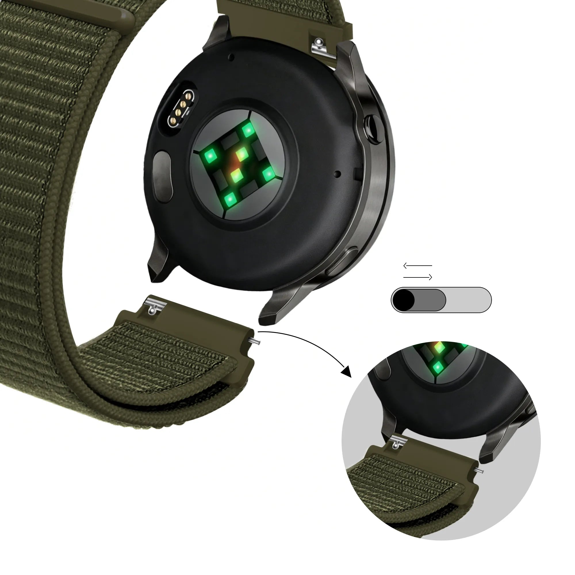 Bandz Bracelet nylon Garmin Vivomove 3 (olive)