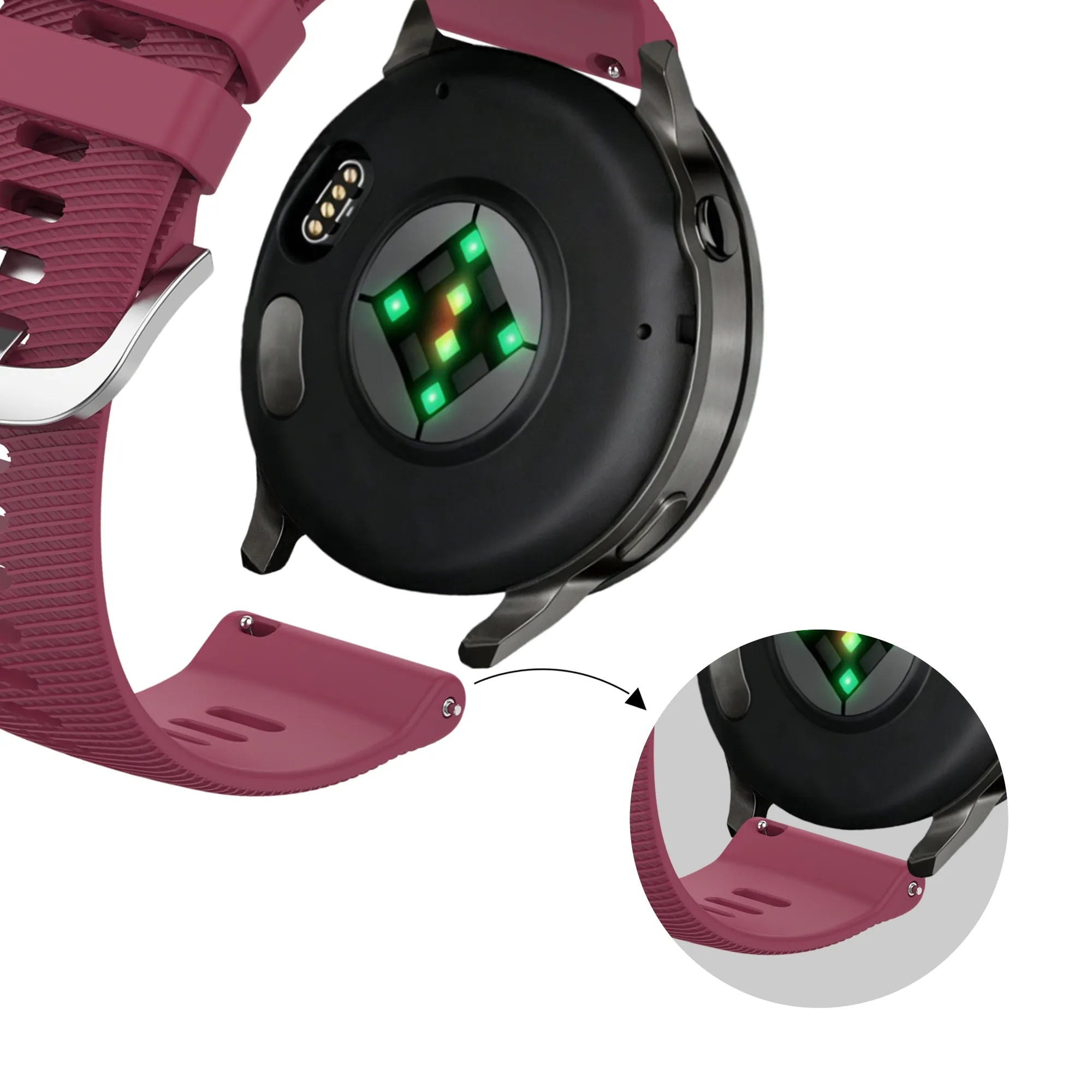 Bandz Bracelet silicone 'Deluxe' Garmin Forerunner 265s (rouge vin)