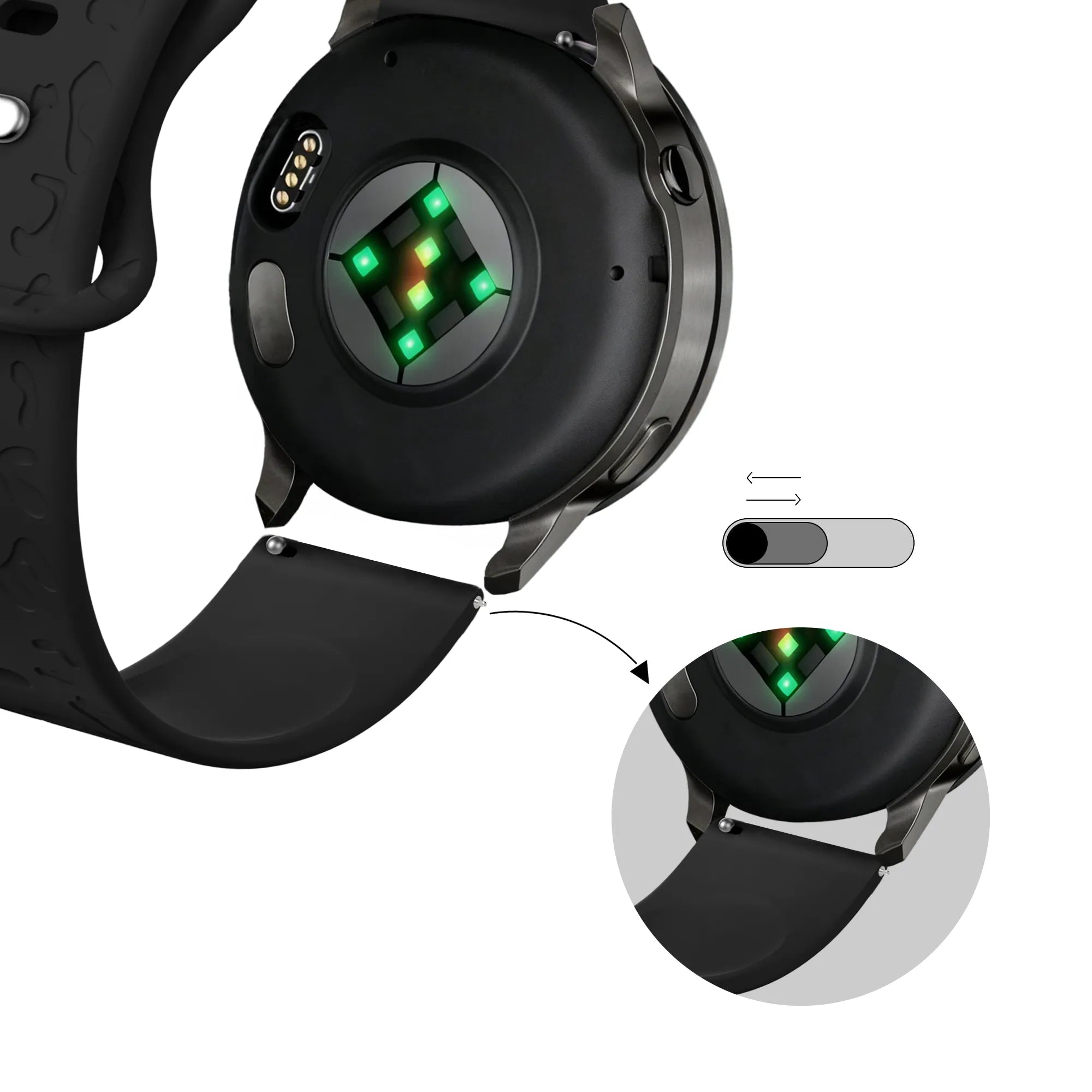 Bandz Bracelet silicone 'Léopard' Garmin Forerunner 570 - 42mm (noir)