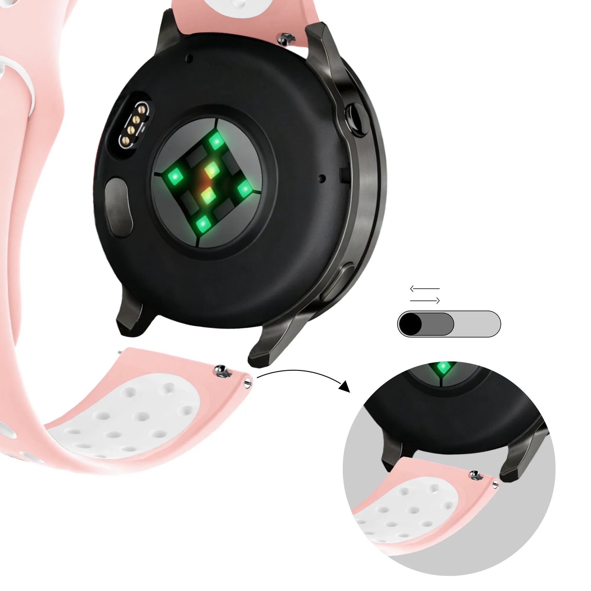 Bandz Bracelet sport 'Deluxe' Garmin Vivomove Style (rose/blanc)