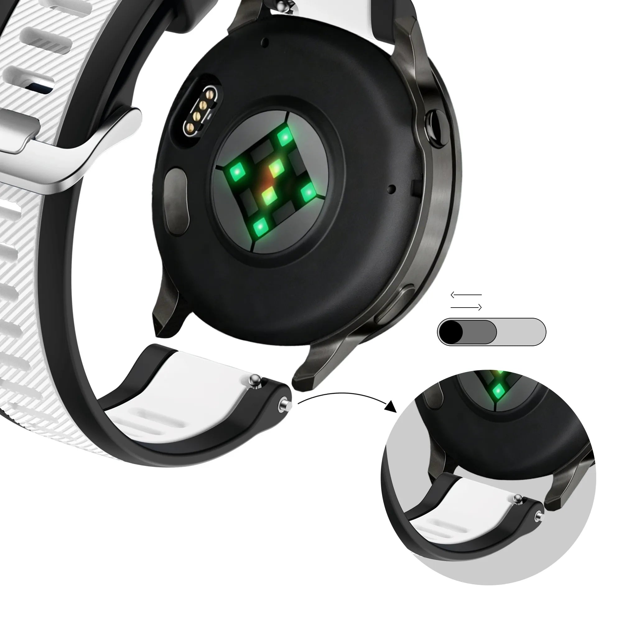 Bandz Bracelet dual sport avec boucle Garmin D2 Air X15 (noir/blanc)