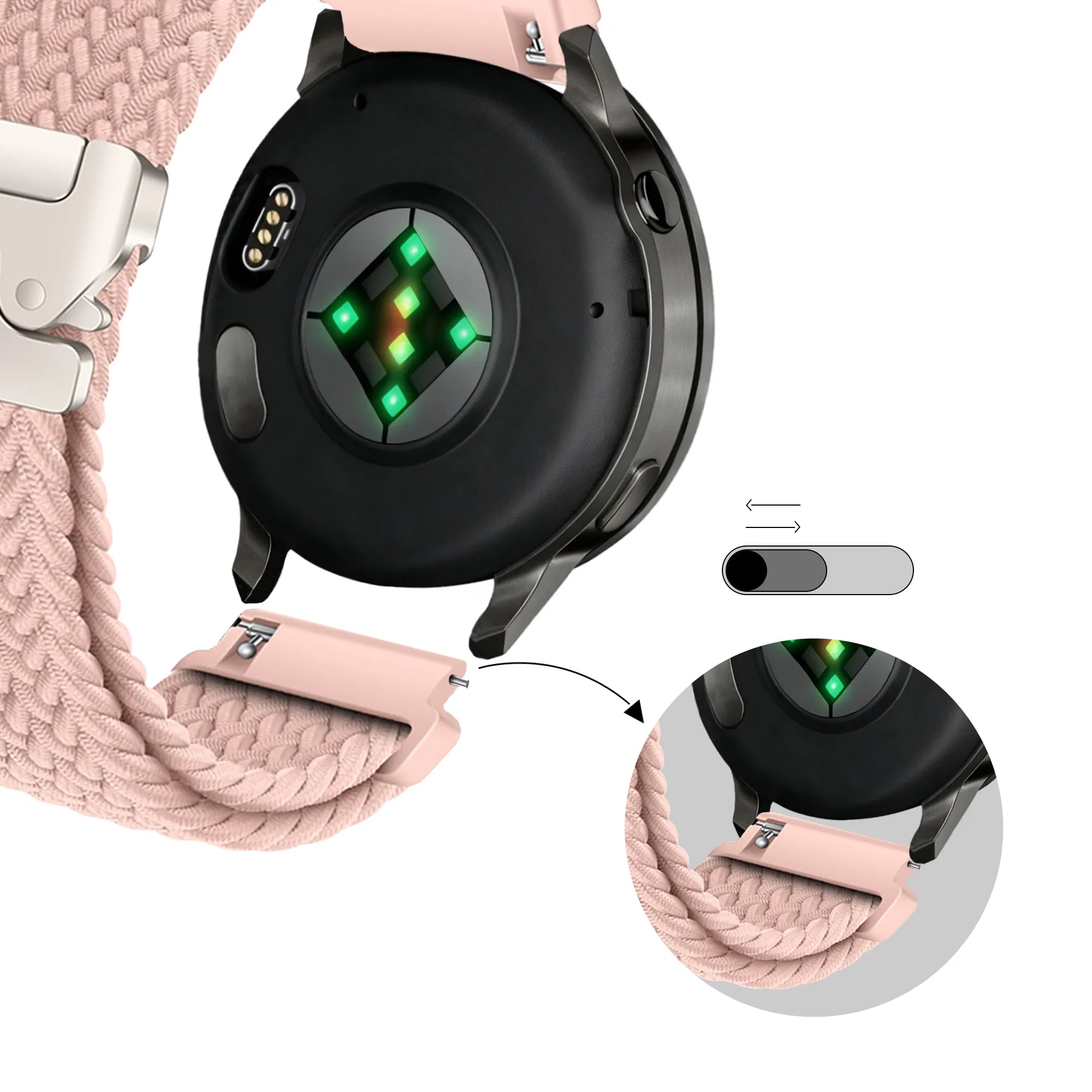 Bandz Garmin Venu 2 Plus Braided Strap 'Parachute' (Pink)