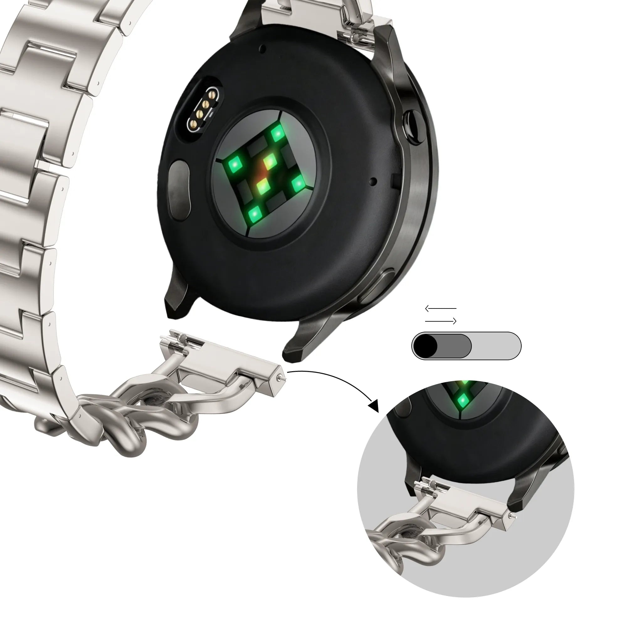 Bandz Garmin Vivoactive 4s Metal Strap 'Chains' (Starlight)
