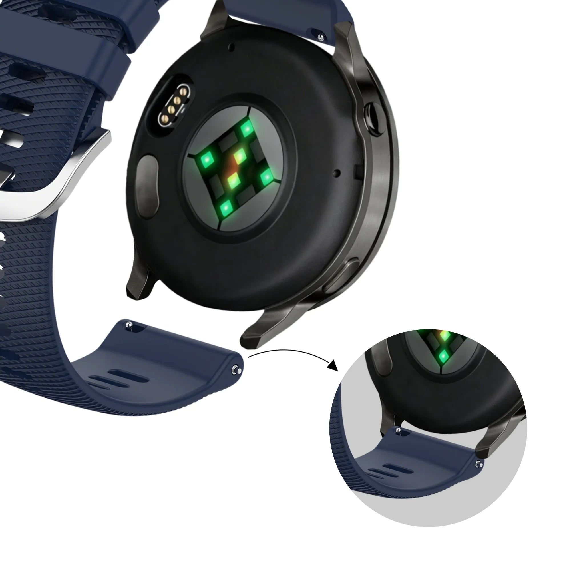 Bandz Garmin Vivomove 3s Silicone Strap 'Deluxe' (Dark Blue)
