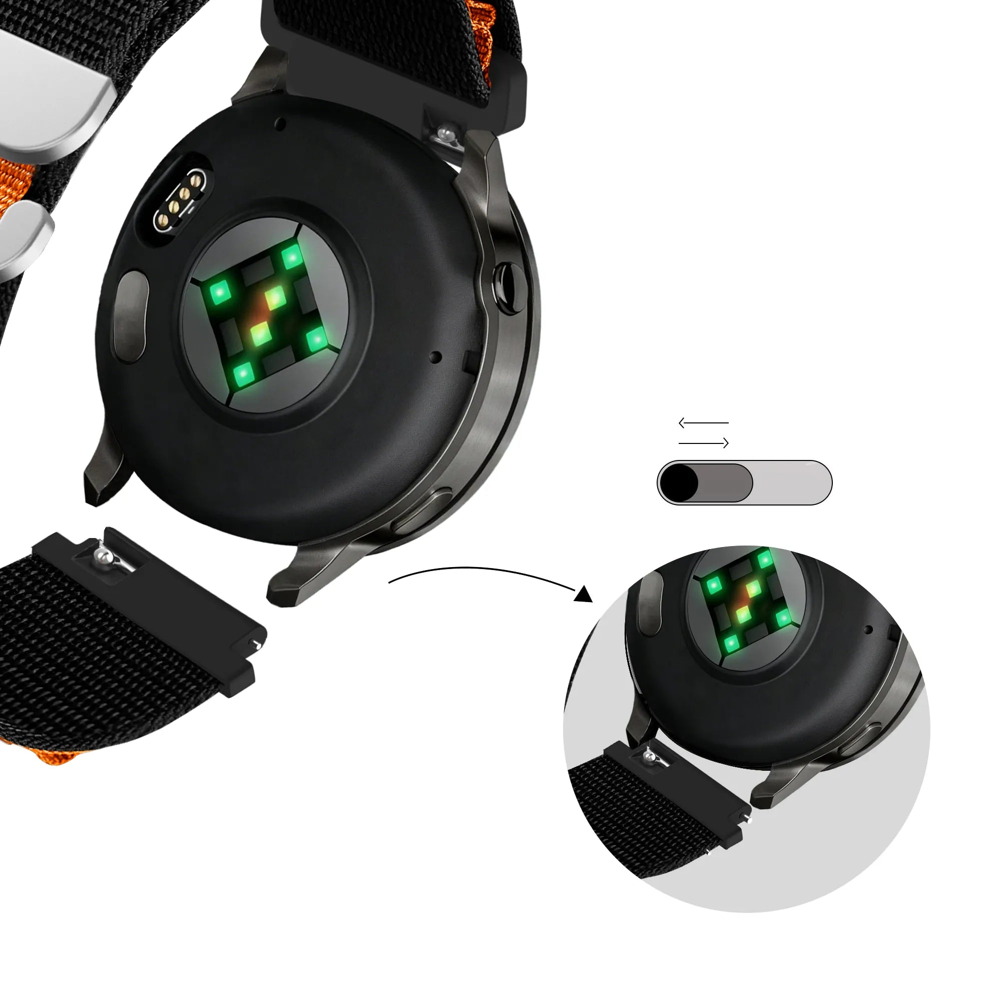Bandz Bracelet nylon Alpine Garmin Venu 2 Plus (noir/orange)
