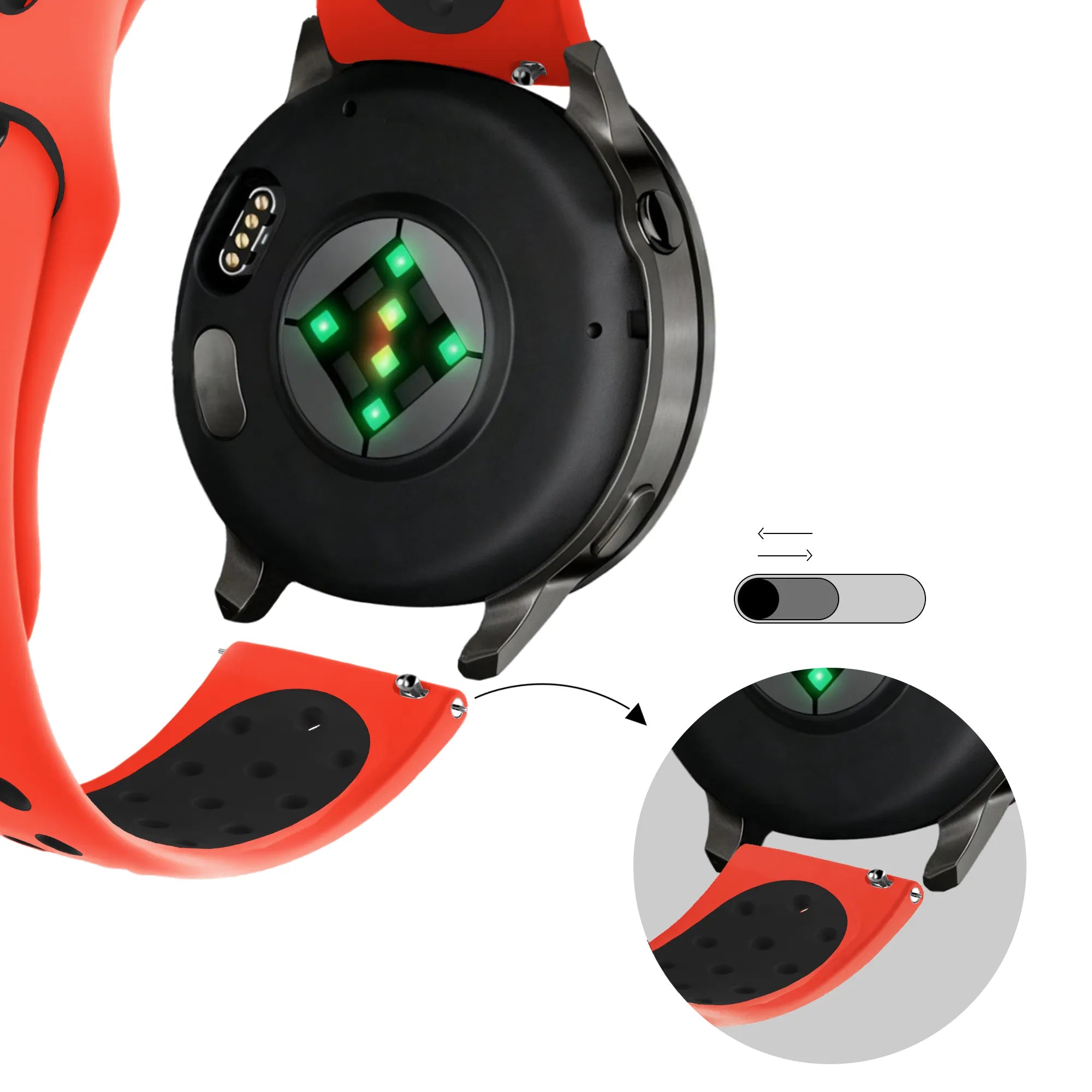 Bandz Garmin Forerunner 570 - 42mm Sport Strap 'Deluxe' (Red/Black)
