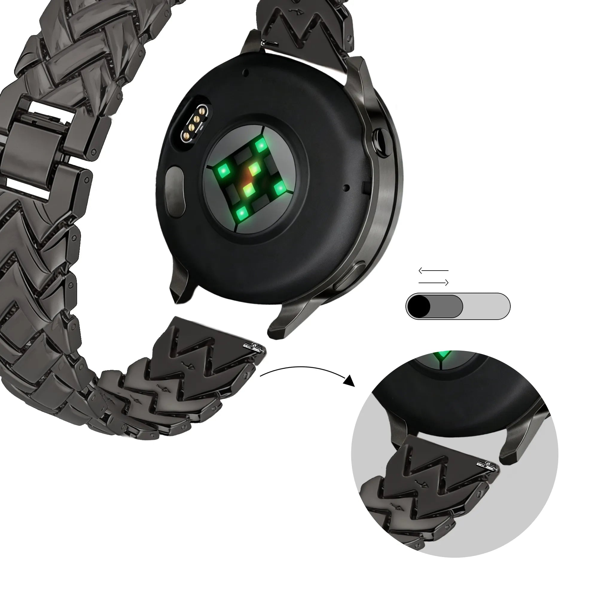 Bandz Bracelet metal 'V-Type' Huawei Watch GT 7 - 41mm (noir)
