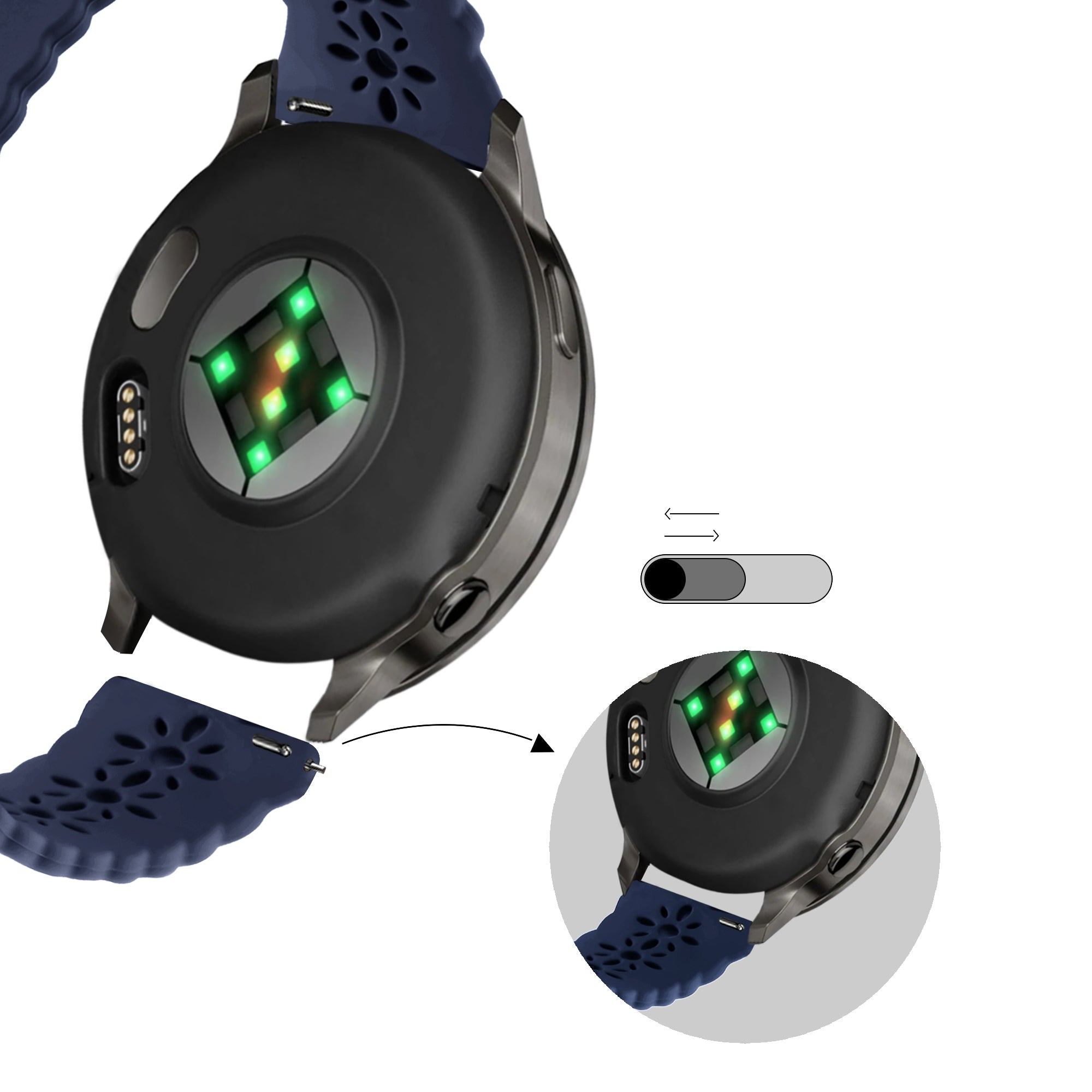 Bandz Bracelet silicone 'Lace' Garmin Forerunner 165 (bleu foncé)