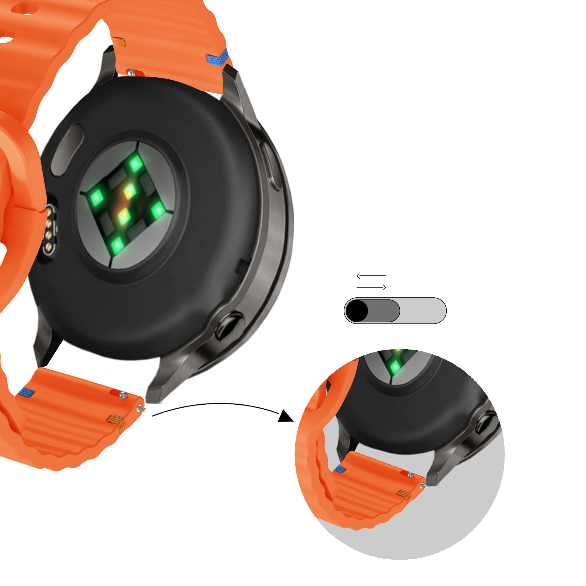Bandz Bracelet silicone ondulé Garmin Approach S44 (orange)