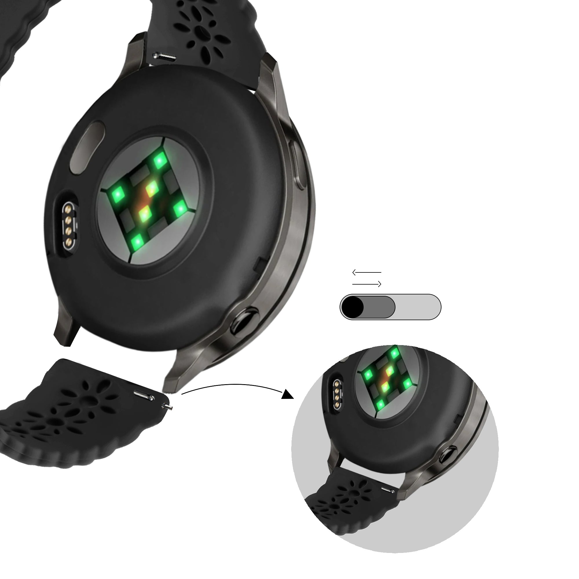 Bandz Bracelet silicone 'Lace' Garmin Forerunner 245 (noir)