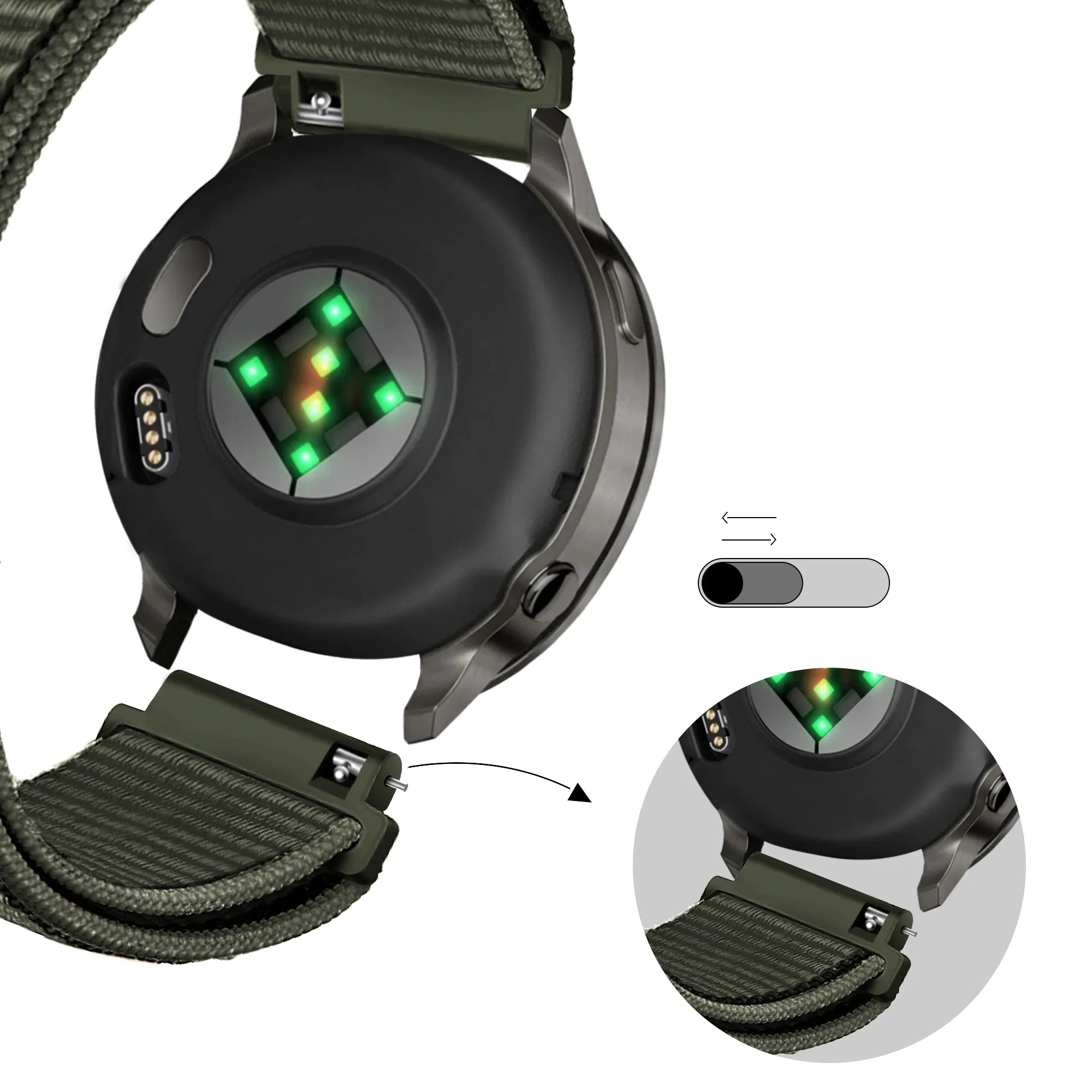 Bandz Bracelet nylon à boucle Garmin Venu 2s (vert foncé)