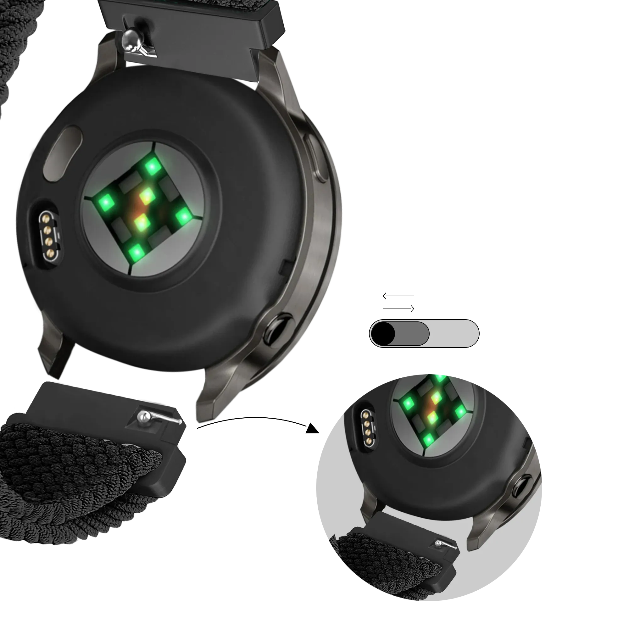 Bandz Bracelet tressé réglable Garmin Venu 4 - 41mm (noir)