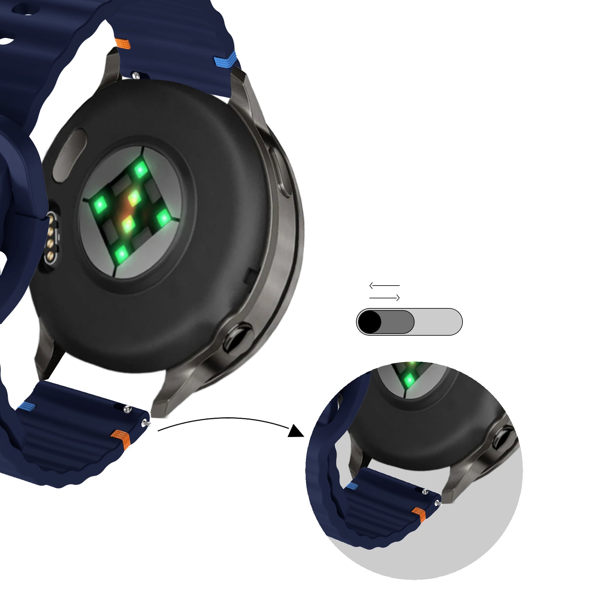 Bandz Bracelet silicone ondulé Garmin Venu 2 (bleu foncé)