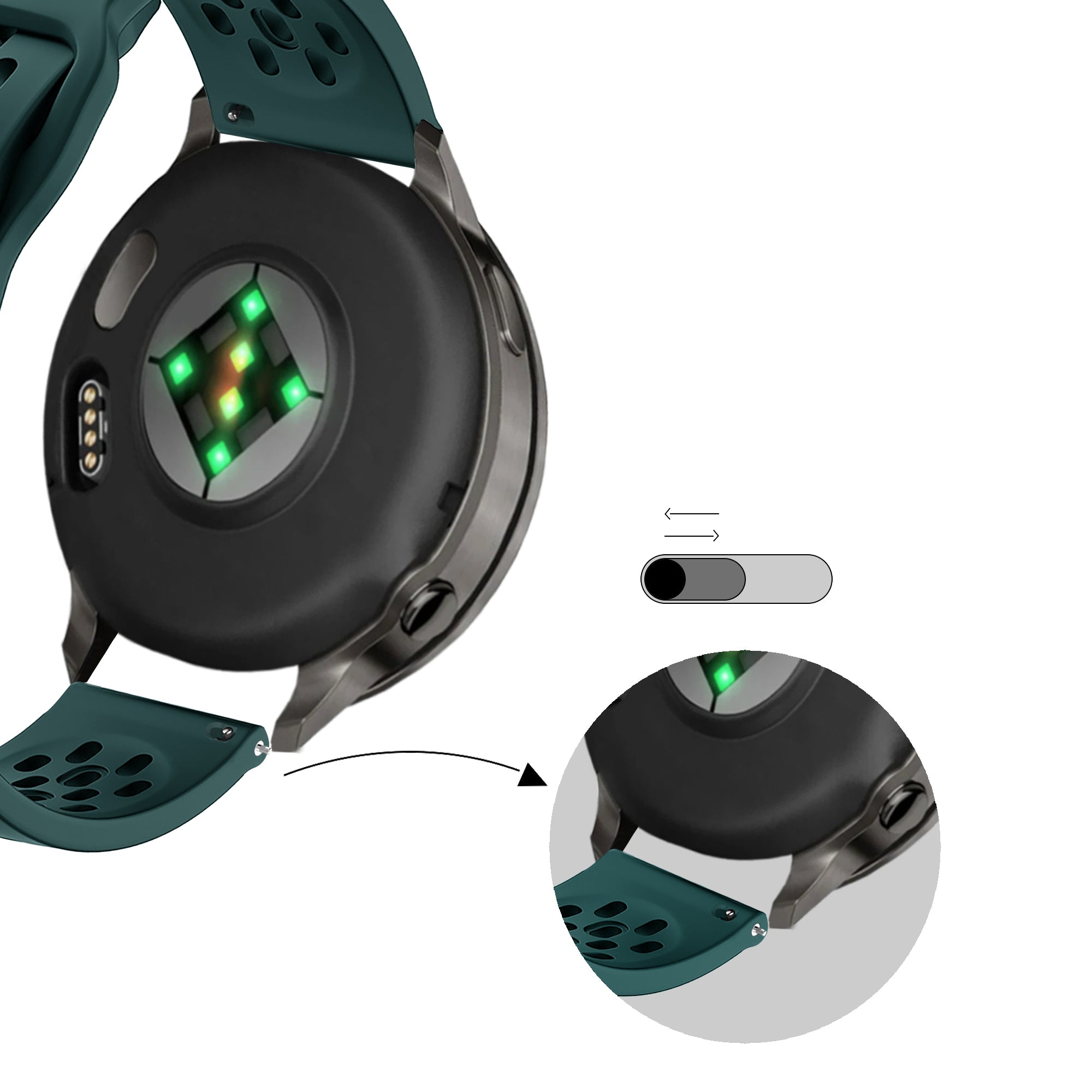 Bandz Garmin Forerunner 165 Silicone Strap 'Air' (Dark Green)