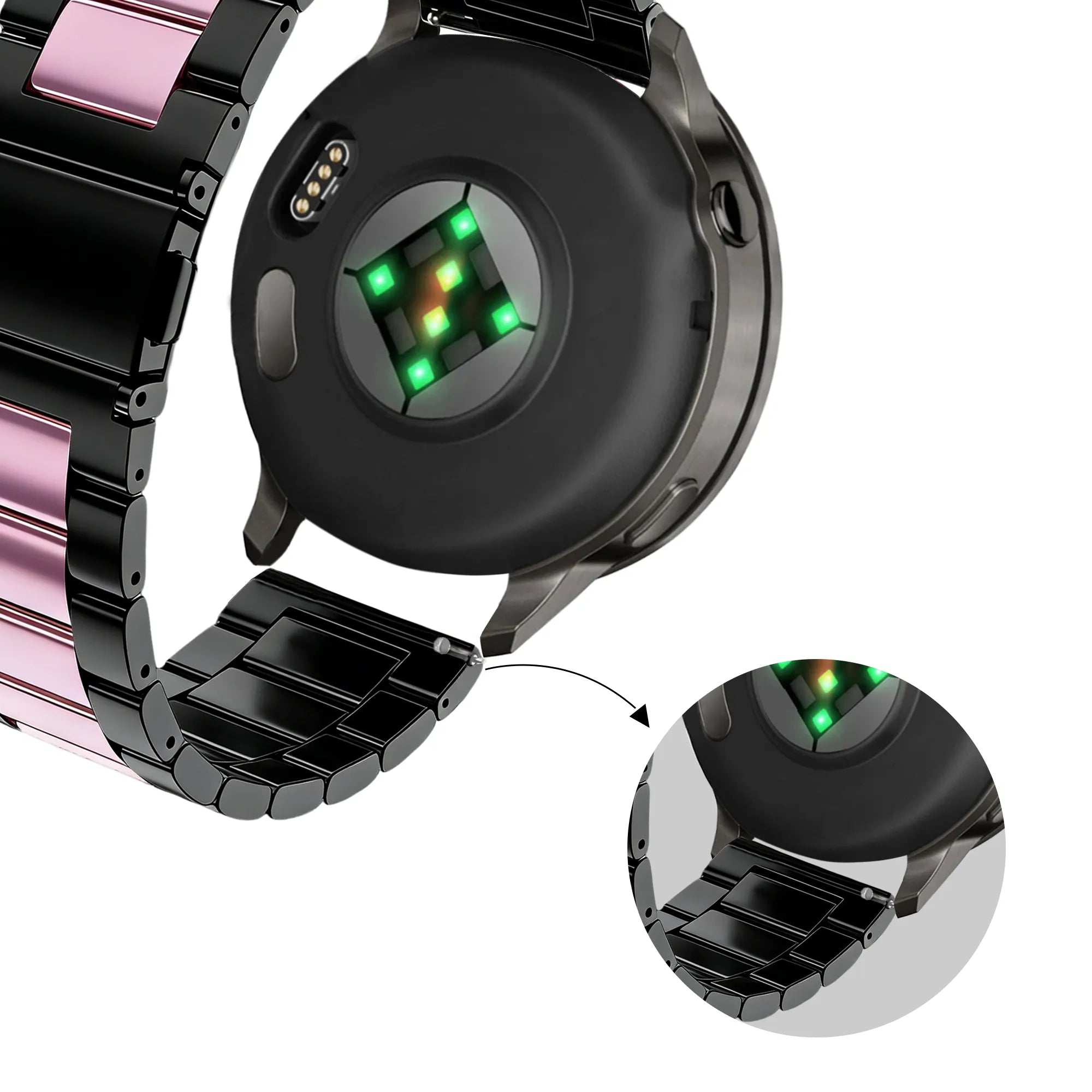 Bandz Bracelet acier 'Classic' Garmin Vivomove 3s (noir/rose)