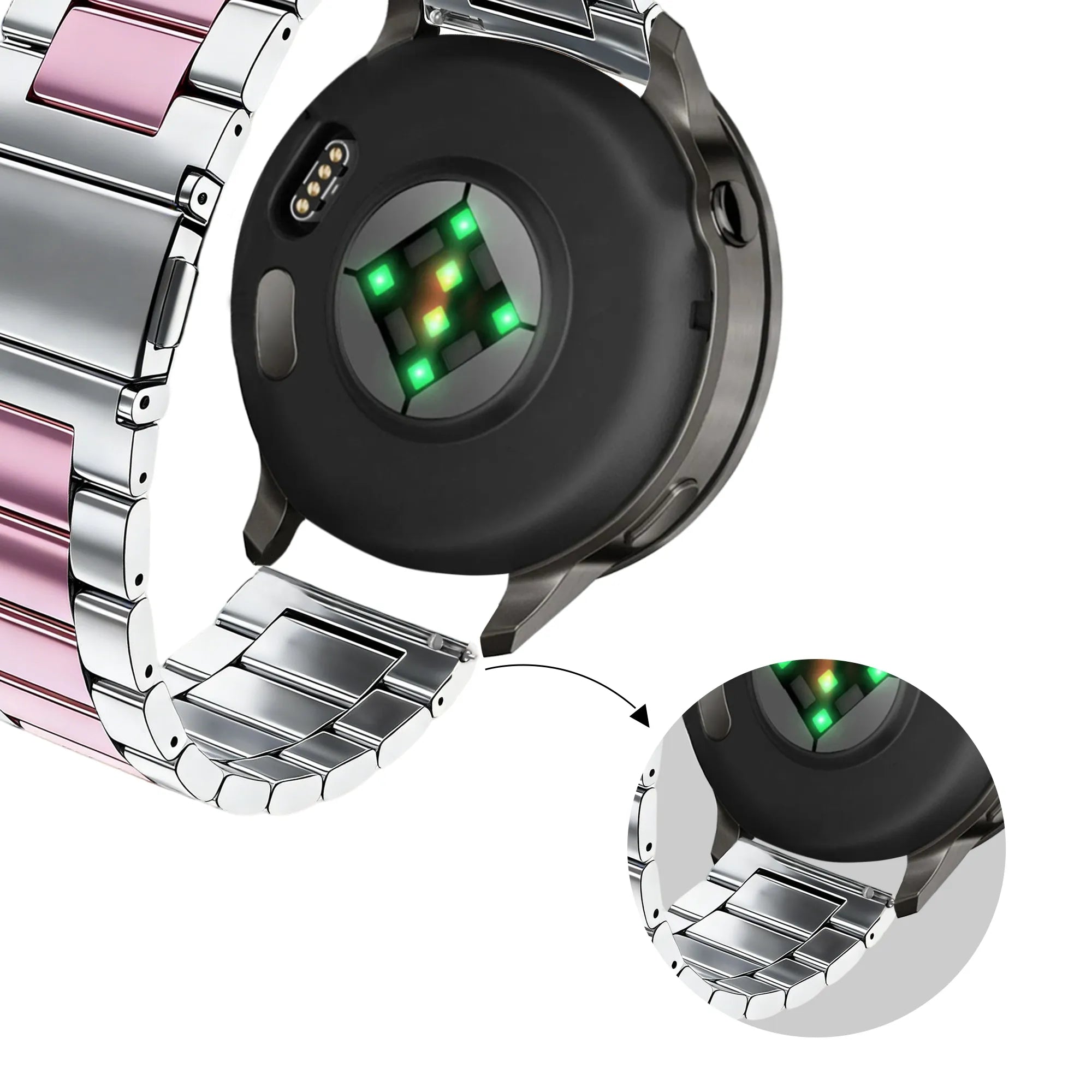 Bandz Garmin Venu 3s Steel Strap 'Classic' (Silver/Pink)