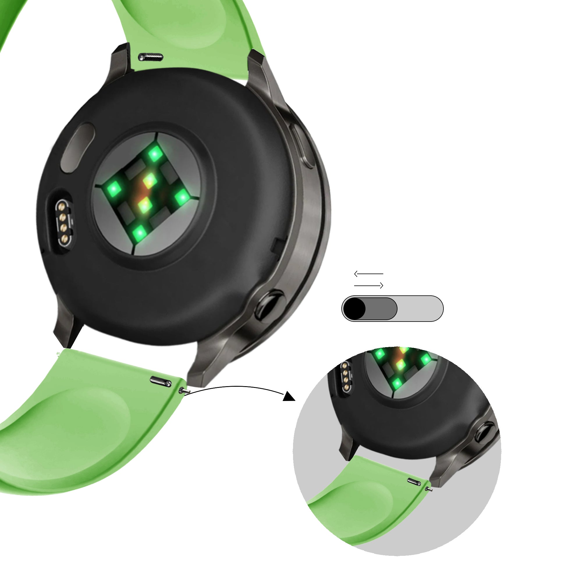 Bandz Bracelet sport 'Deluxe' Garmin Vivomove 3s (vert)