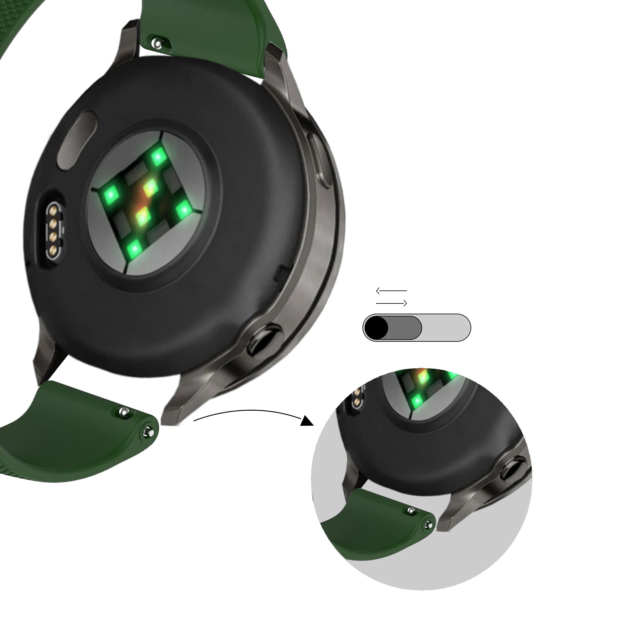 Bandz Garmin Vivomove HR Silicone Strap 'Premium' (Army Green)