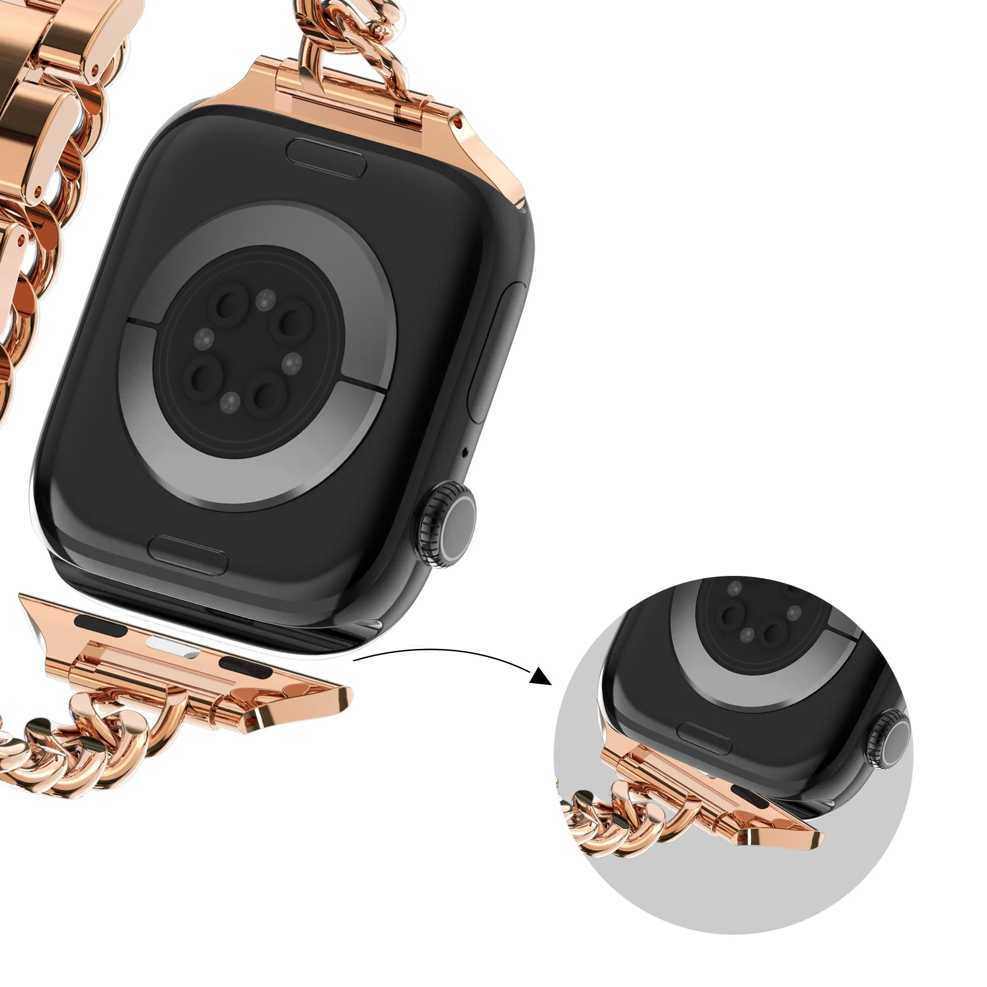 Bandz Bracelet acier 'Double Tour' Apple Watch (or rose)