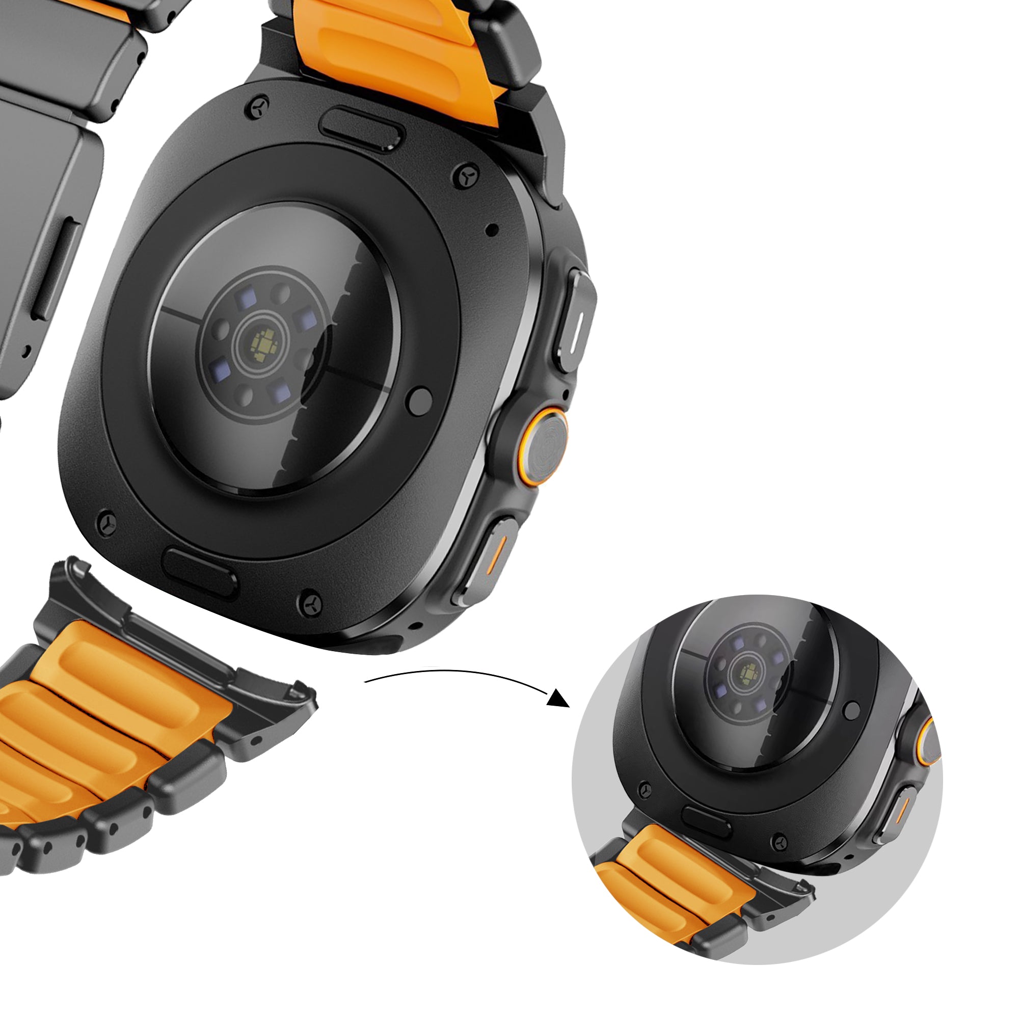 Bandz Bracelet titane 'Hybrid' Samsung Galaxy Watch Ultra 2 (noir/orange)