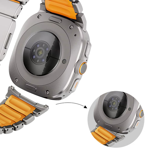 Bandz Samsung Galaxy Watch Ultra 2 Titanium Strap 'Hybrid' (Titanium/Orange)