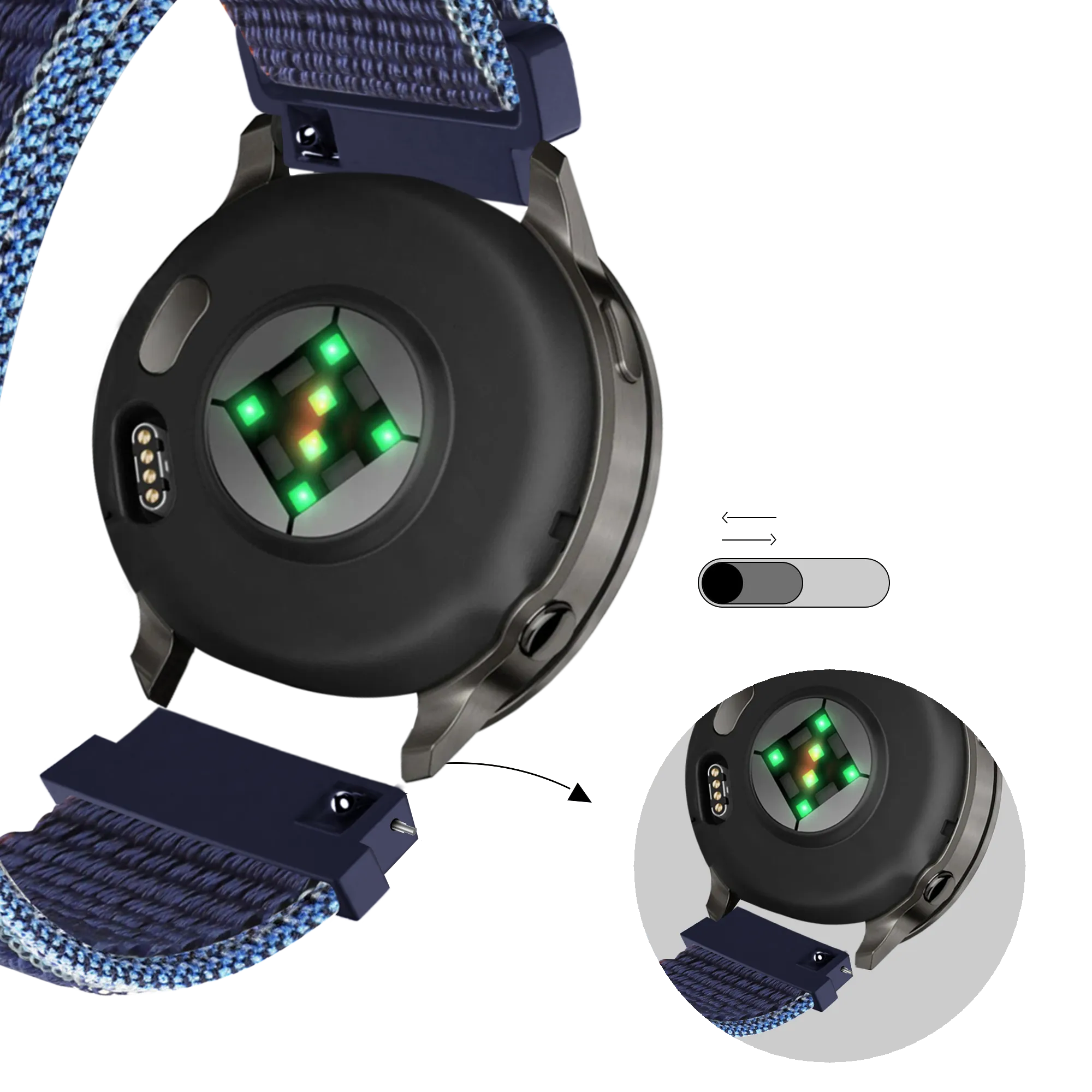 Bandz Bracelet nylon Loop Garmin Forerunner 255s (bleu foncé mix)