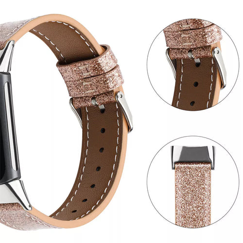 Bracelet cuir Fitbit Charge 5 (or foncé)