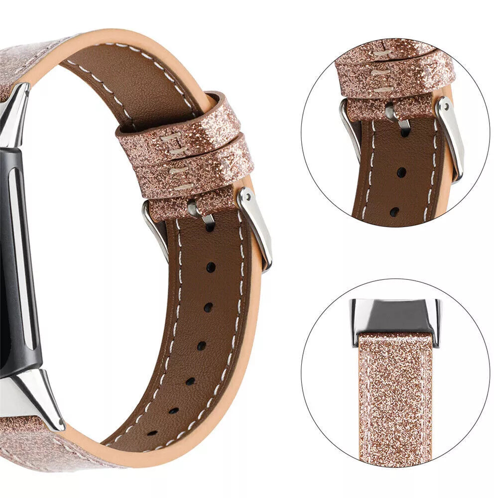Bracelet cuir Fitbit Charge 5 (or foncé)