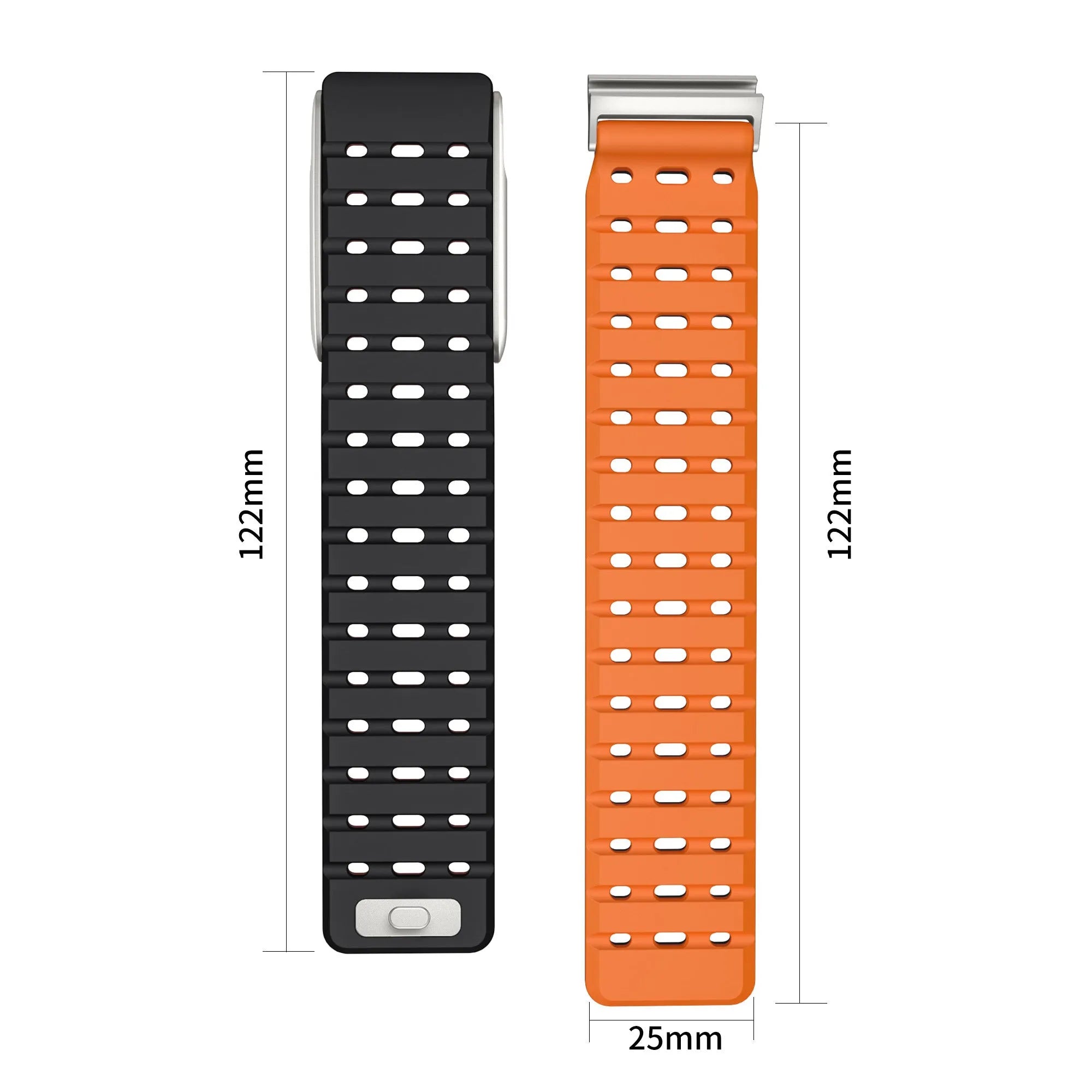 Bracelet silicone magnétique compatible avec Whoop MG (noir/orange)