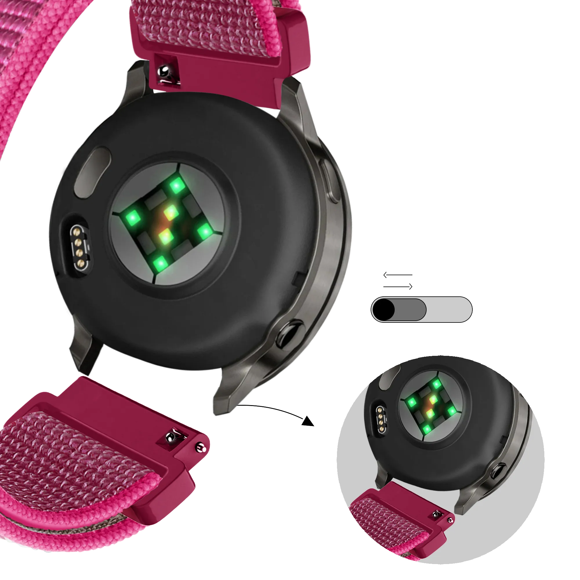 Bandz Garmin Forerunner 265s Nylon Loop Strap (Dragonfruit)