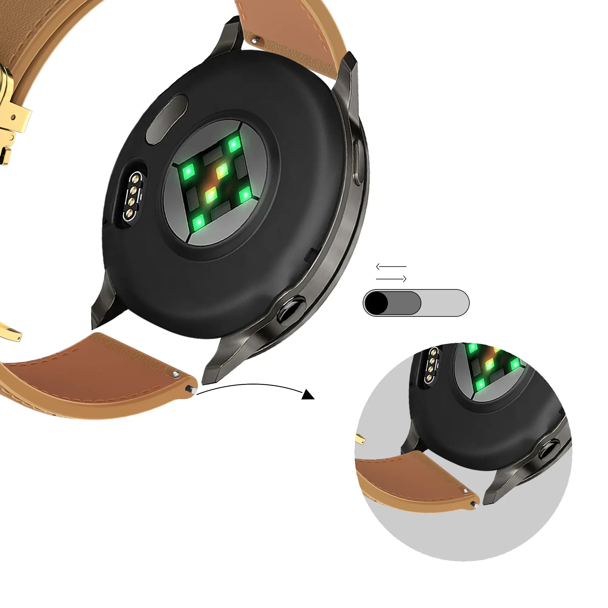 Bandz Garmin Vivomove HR Leather Strap 'D-Type' (Milk Tea)