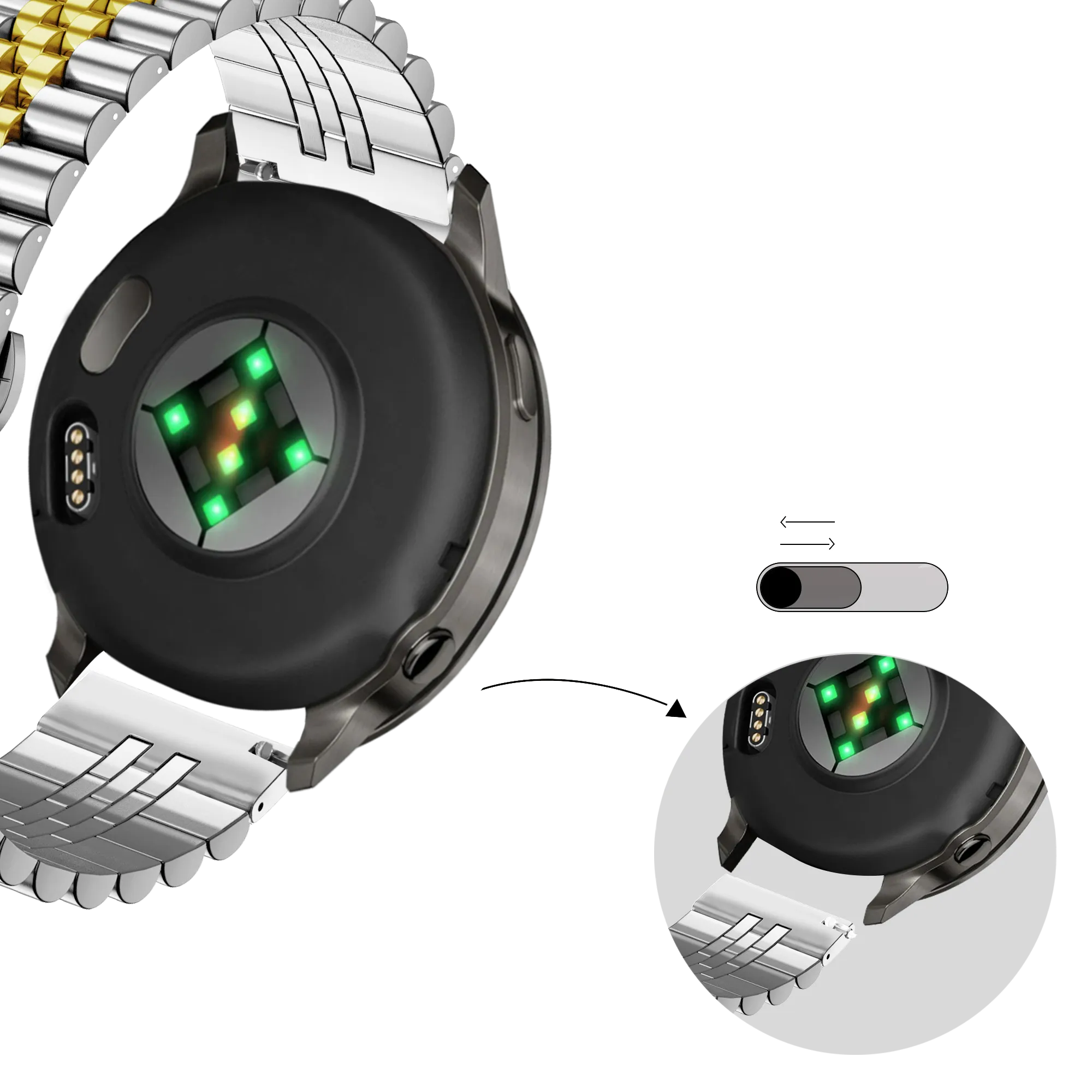 Bandz Bracelet acier 'Jubilee' Garmin Venu 4 - 41mm (argent/or)