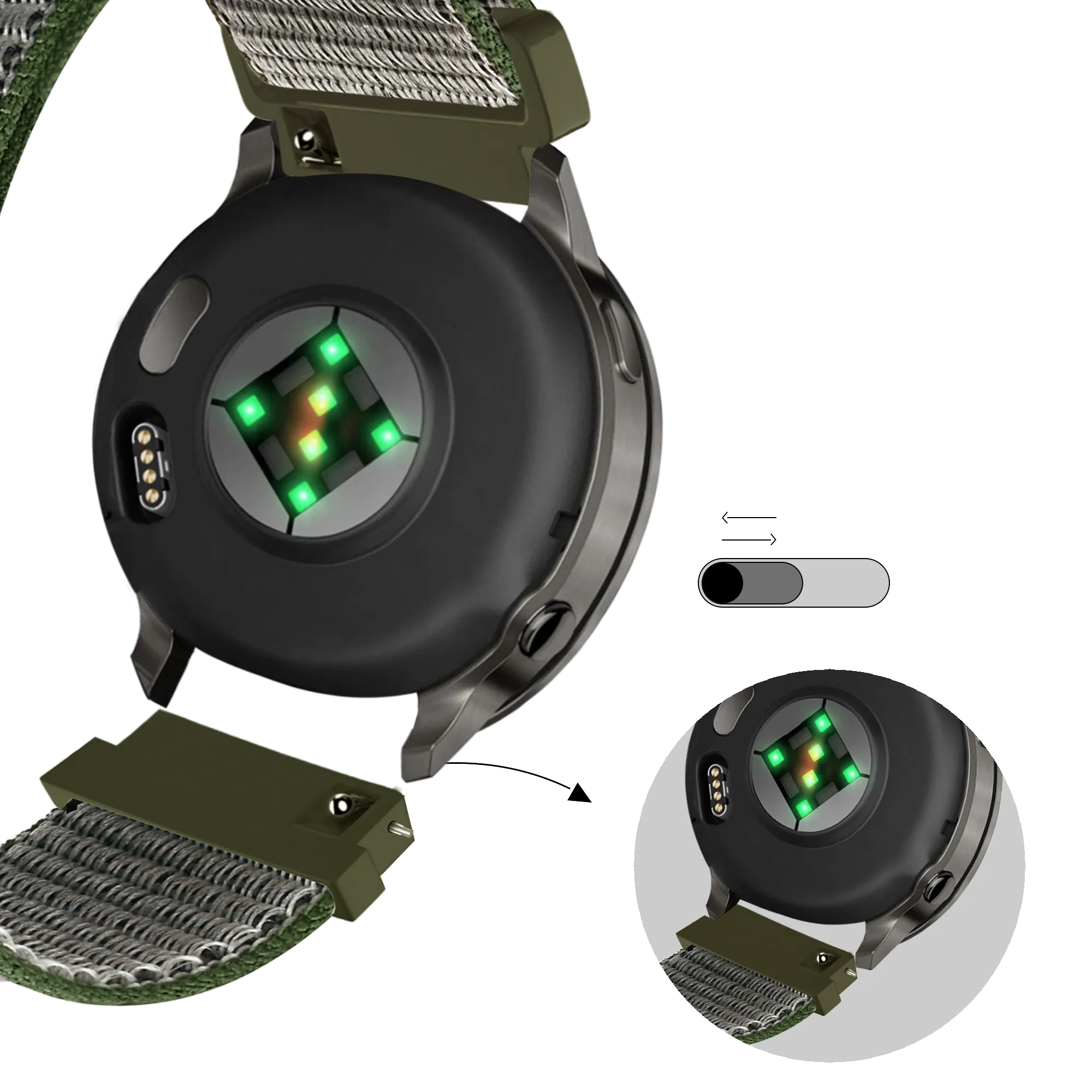 Bandz Bracelet nylon Loop Garmin Forerunner 645 (olive)