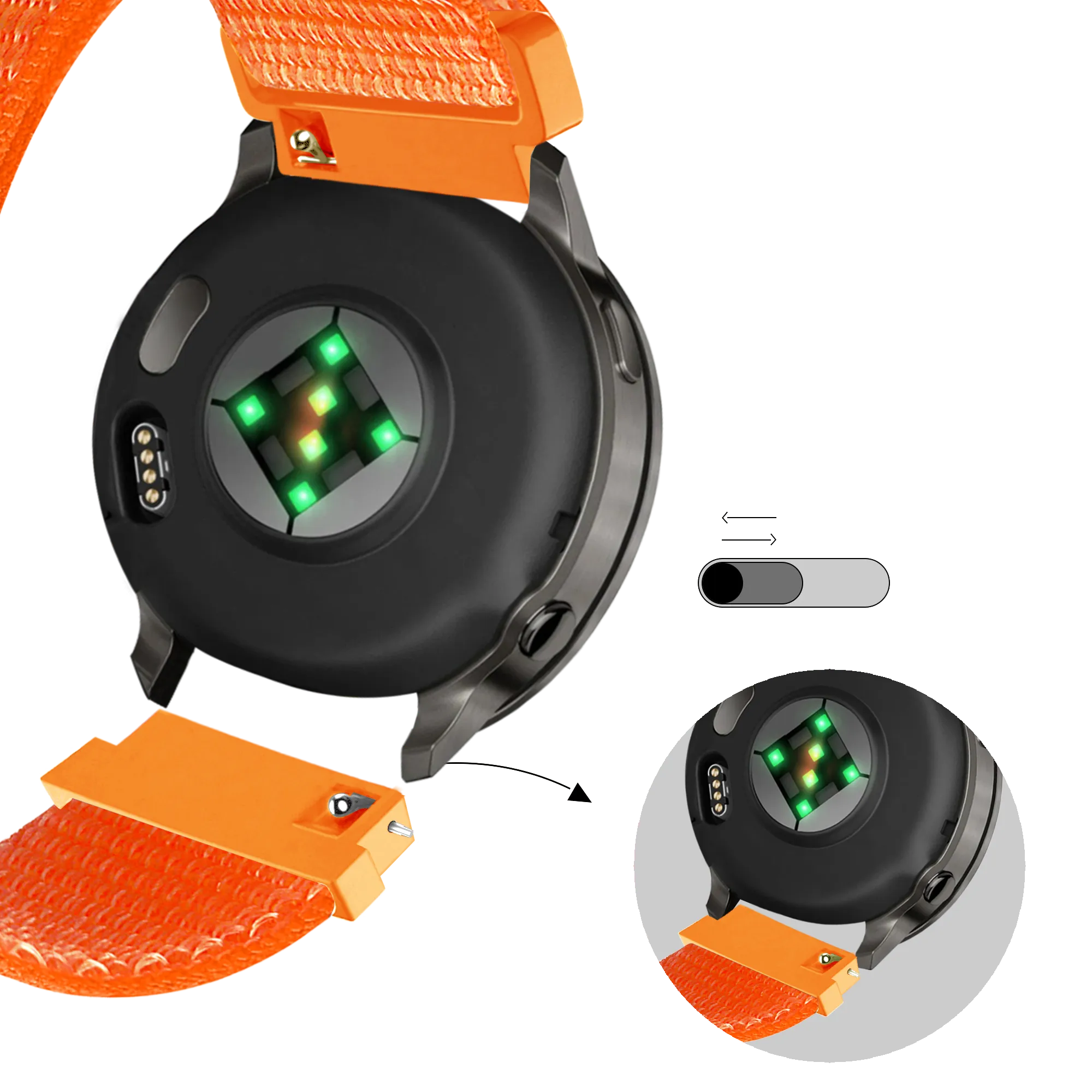 Bandz Garmin Forerunner 265 Nylon Loop Strap (Orange)