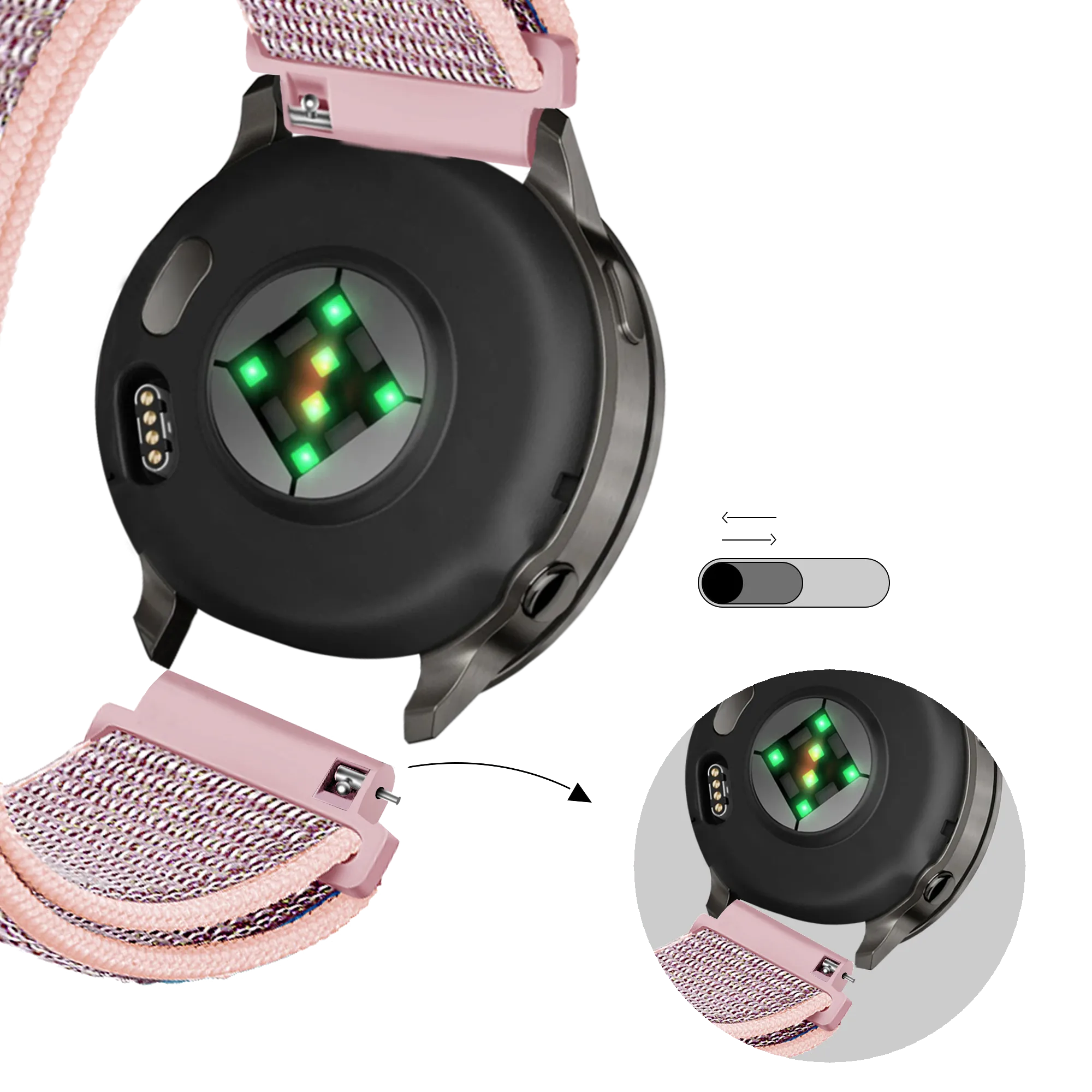 Bandz Bracelet nylon à boucle Garmin Bounce 2 (rose)