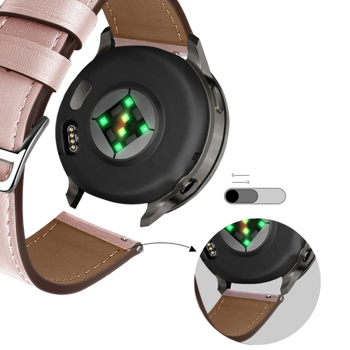 Bandz Bracelet cuir 'Deluxe' Garmin Vivoactive 6 (rose)