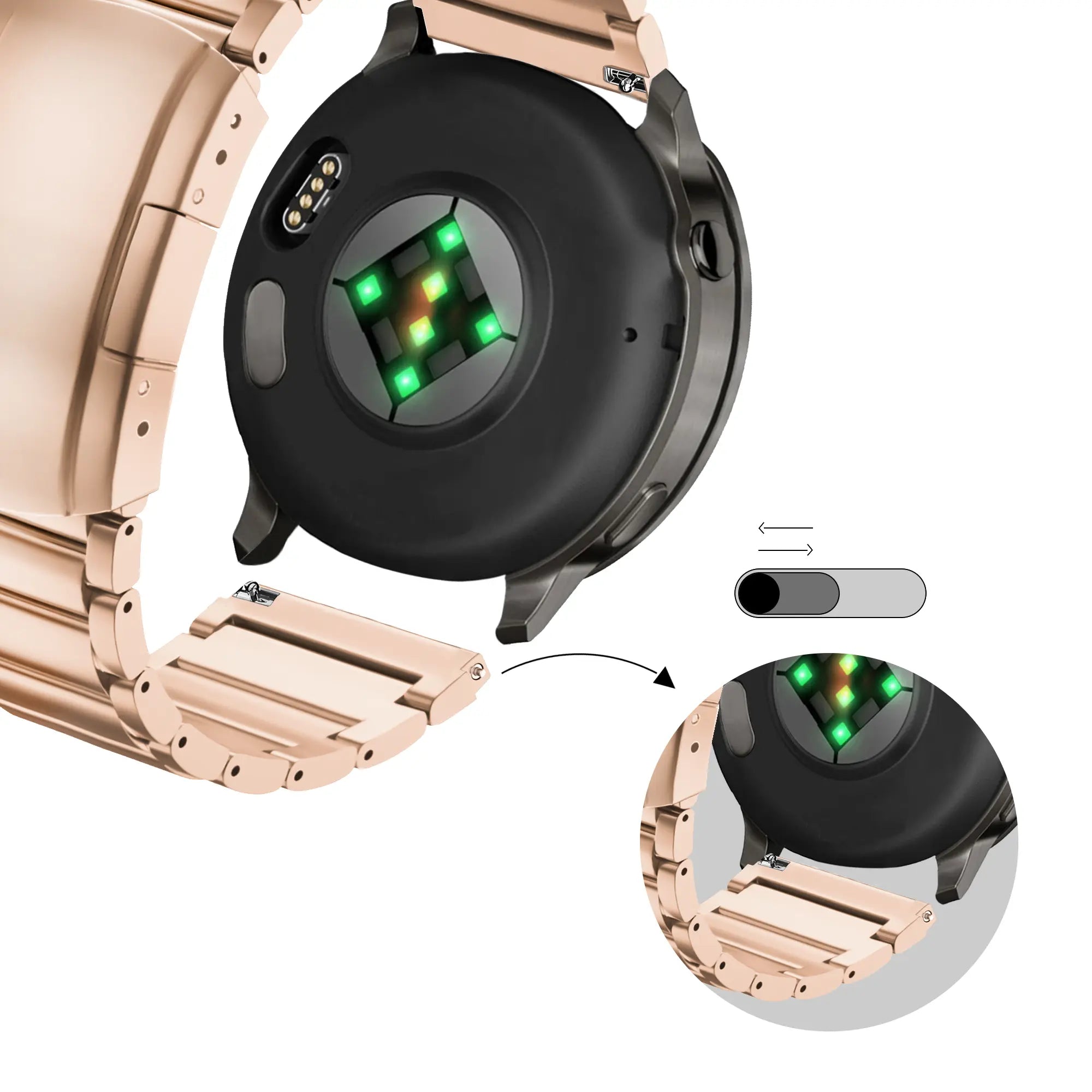 Bandz Garmin Vivoactive 4s Titanium Link Strap (Rose Gold)