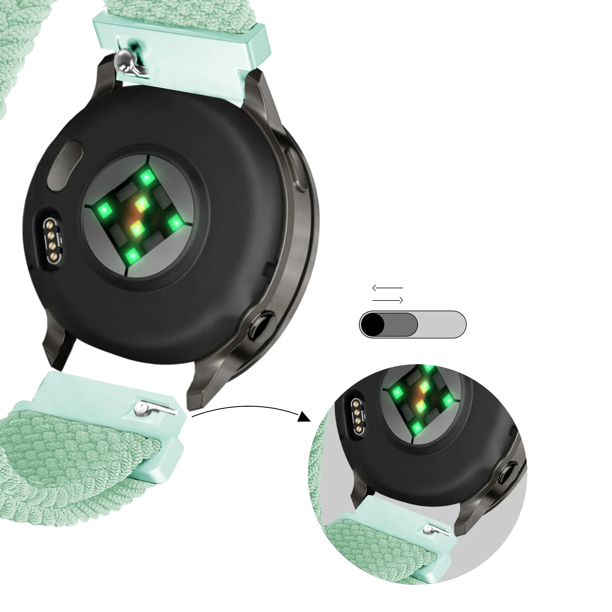 Bandz Bracelet tressé réglable Garmin Venu 2s (turquoise)