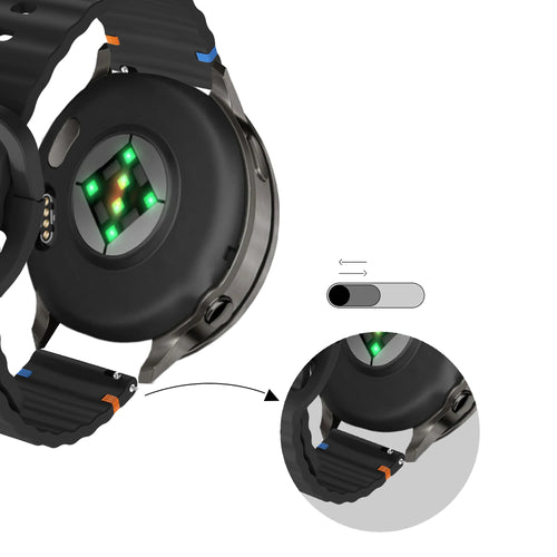 Bandz Bracelet silicone ondulé Garmin Vivoactive 4s (noir)