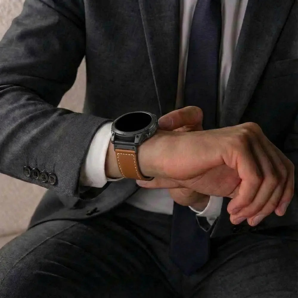 Bracelet cuir premium Garmin Instinct 3 - 50mm (marron)