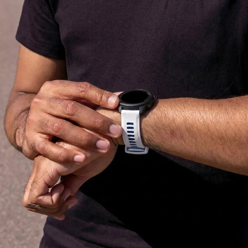 Garmin Forerunner 245 Sport Strap with Buckle (White-Blue)