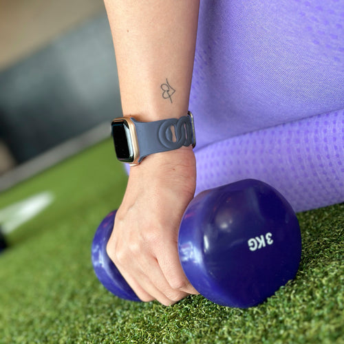 Bracelet silicone chaîne Apple Watch (gris-bleu)