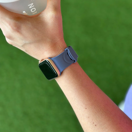 Bracelet silicone chaîne Apple Watch (gris-bleu)