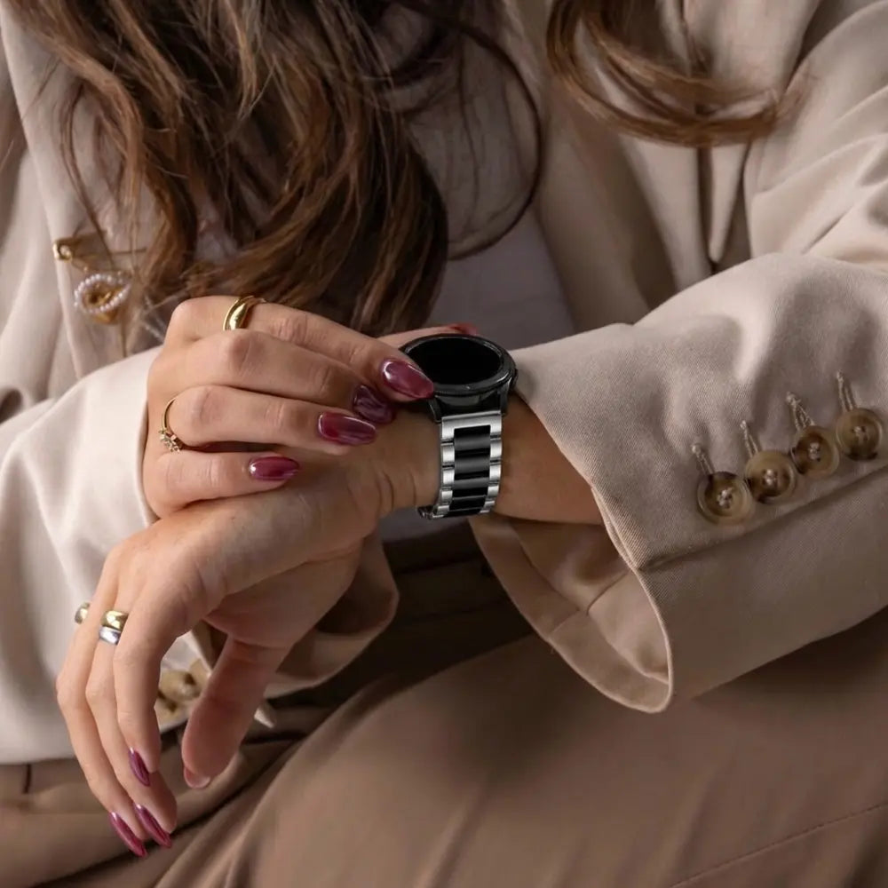 Bracelet acier Samsung Galaxy Watch 46mm (argent/noir)