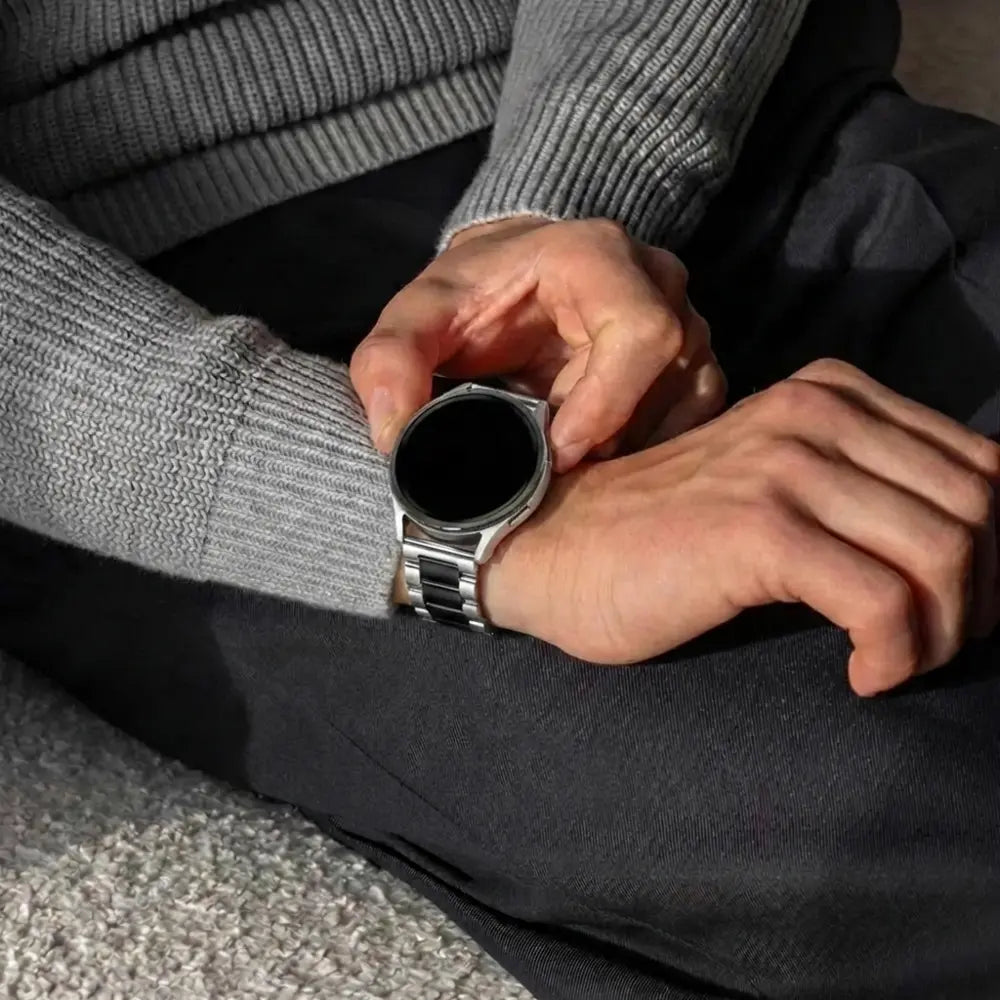 Bracelet acier Samsung Galaxy Watch 46mm (argent/noir)