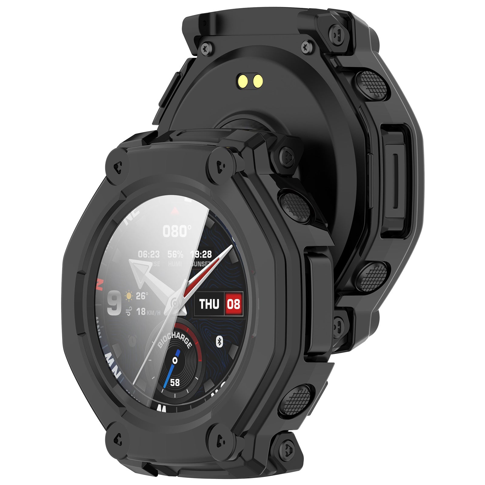 Coque dure avec verre Amazfit T-Rex 3 Pro - 48mm (noir)