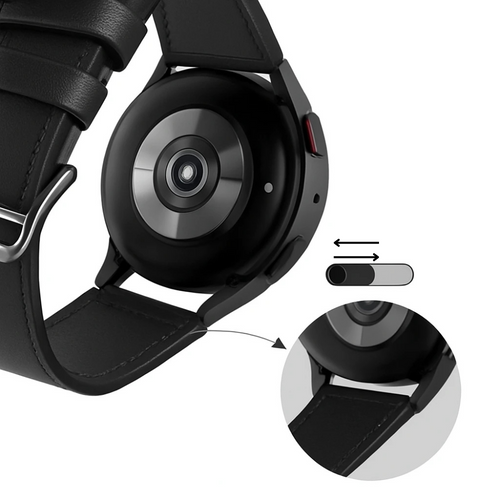 Bracelet montre cuir moderne 22mm - universal (noir)