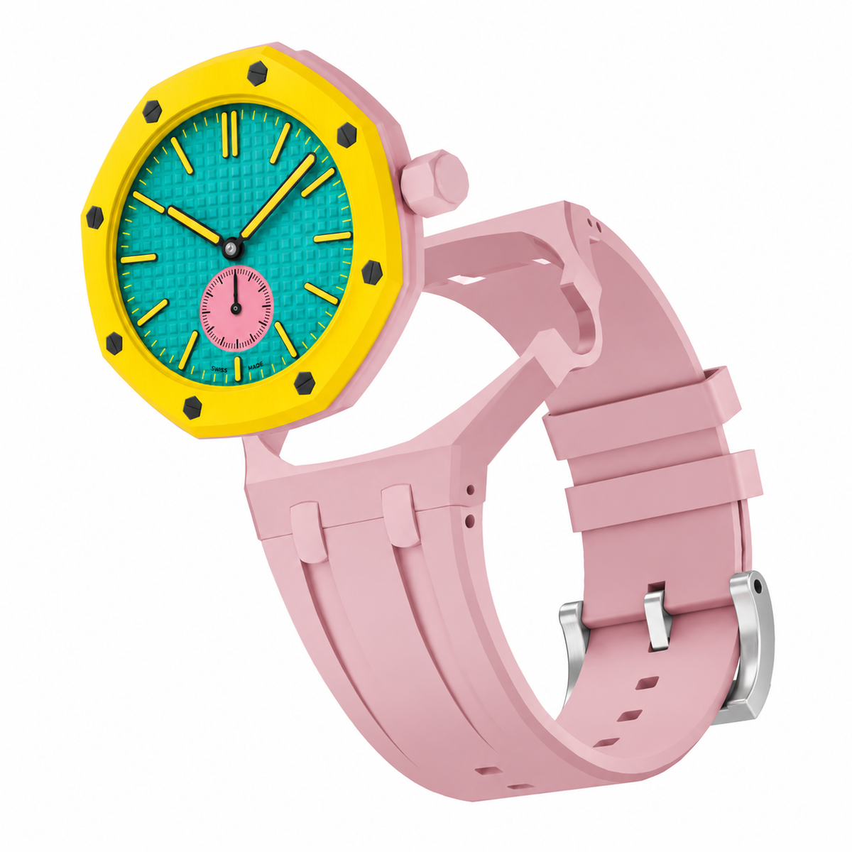 Bracelet silicone - 3 heures Swatch Royal Pop (rose)